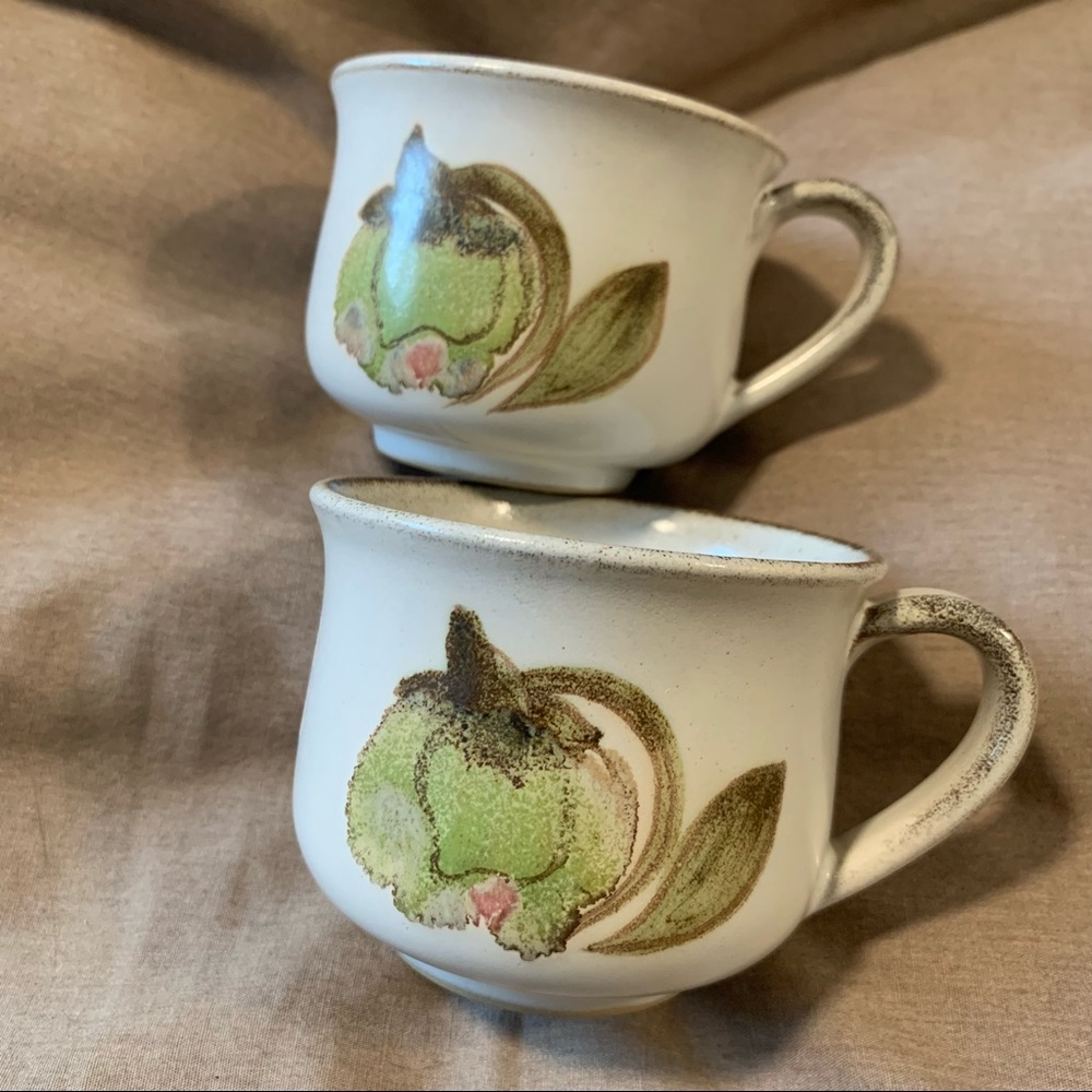Vintage Hand Painted Stoneware Mugs